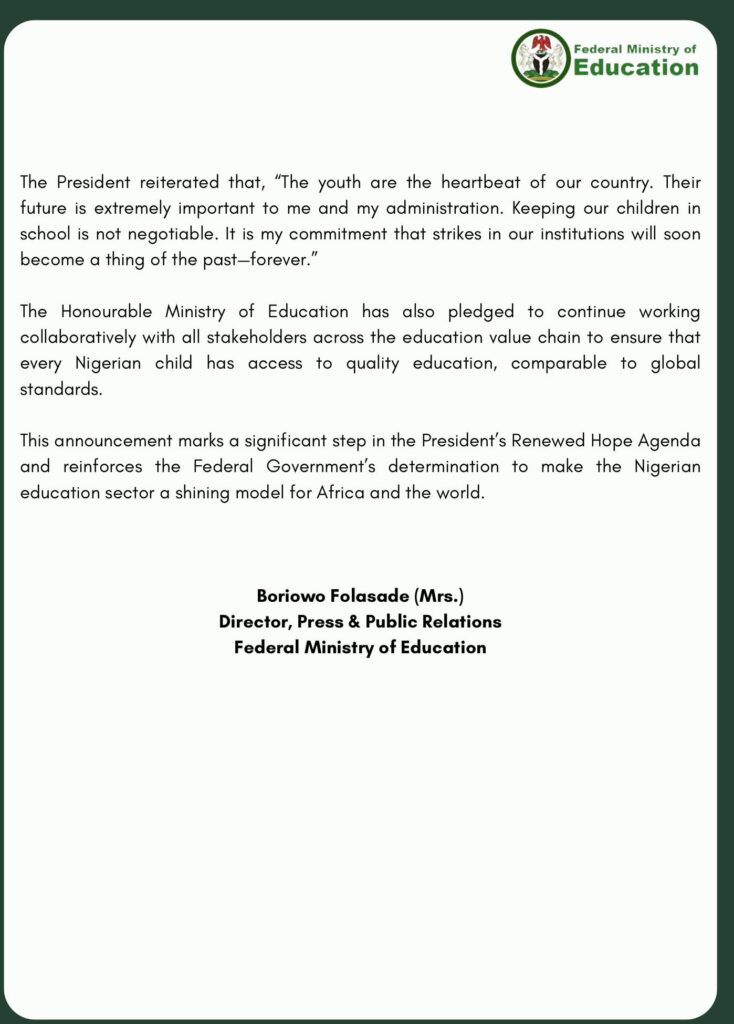 FG Releases N50 Billion for University Staff Earned Allowances — Education Minister