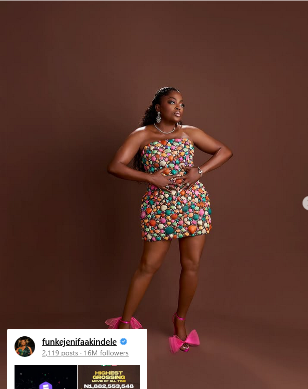 Actress Funke Akindele Ate! See Her Fun & Colourful Look at Priscilla Ojo and Juma Jux’s After-Party