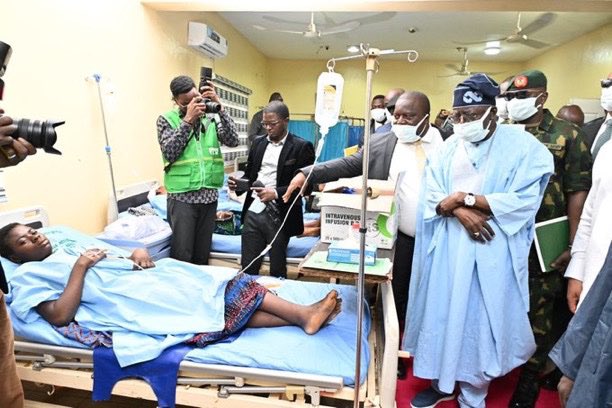 PHOTO NEWS: Tinubu Pay Visit to Affected Citizens Of Benue Massacre At The Hospital