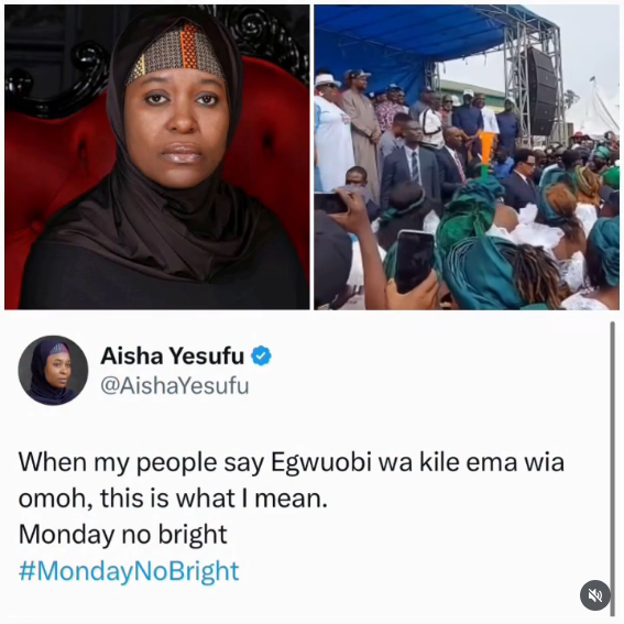 "Monday No Bright"- Aisha Yesufu Reacts To Edo state gov, Monday Okpebholo Warning To Peter Obi