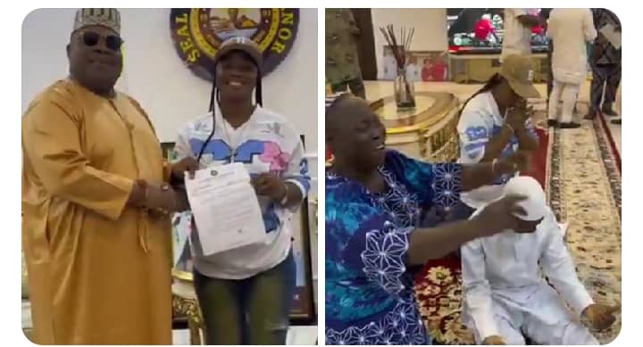 VIRAL VIDEO: Parents In Tears As Gov. Adeleke Offers Appointment to Hustler Puff-Puff Seller
