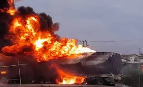 Tragedy: Three Reportedly Injured As Fuel Tanker Explosion Rocks Apapa-Oshodi Expressway